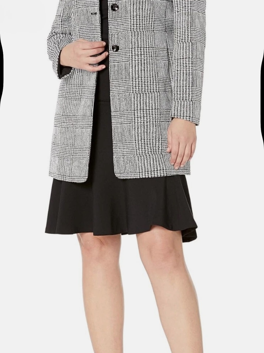 Kasper Black and White Glen Plaid Long Blazer Sz 20w